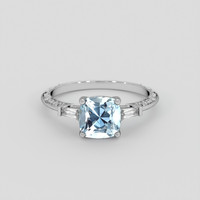 1.44 Ct. Blue Aquamarine Ring, 10K White Gold 1