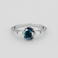 2.20 Ct. Greenish Blue Sapphire Ring, 10K White Gold 1