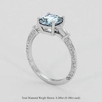 1.44 Ct. Blue Aquamarine Ring, 18K White Gold 2