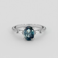 1.53 Ct. Greenish Blue Sapphire Ring, 18K White Gold 1