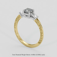 0.56 Ct. White Sapphire Ring, 18K White & Yellow 2
