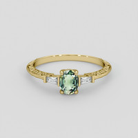 0.64 Ct. Bluish Green Sapphire Ring, 10K Yellow Gold 1