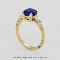 2.03 Ct. Blue Sapphire Ring, 14K Yellow Gold 2