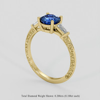 1.24 Ct. Blue Sapphire Ring, 18K Yellow Gold 2