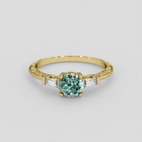 0.92 Ct. Bluish Green Sapphire Ring, 18K Yellow Gold 1
