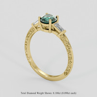 0.92 Ct. Bluish Green Sapphire Ring, 18K Yellow Gold 2