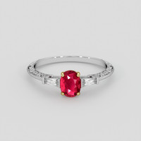 0.78 Ct. Pinkish Red Ruby Ring, 18K Yellow & White 1