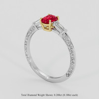 0.78 Ct. Pinkish Red Ruby Ring, 18K Yellow & White 2