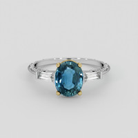 2.27 Ct. Bluish Green Sapphire Ring, 18K Yellow & White 1