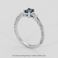 0.59 Ct. Greenish Blue Sapphire Ring, 14K White Gold 2