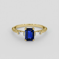 0.98 Ct. Blue Sapphire Ring, 10K Yellow Gold 1
