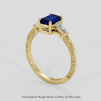 0.98 Ct. Blue Sapphire Ring, 10K Yellow Gold 2