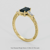 1.60 Ct. Bluish Green Sapphire Ring, 10K Yellow Gold 2