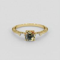 1.12 Ct. Bi Color Sapphire Ring, 10K Yellow Gold 1