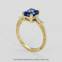2.09 Ct. Blue Sapphire Ring, 10K Yellow Gold 2