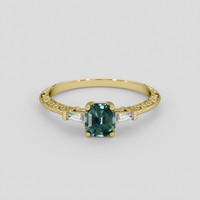 0.67 Ct. Bluish Green Sapphire Ring, 10K Yellow Gold 1