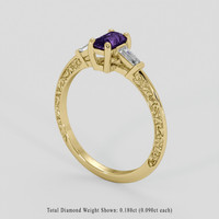 0.47 Ct. Purple Sapphire Ring, 10K Yellow Gold 2