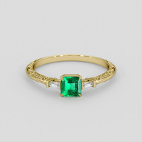 0.55 Ct. Emerald Ring, 18K Yellow Gold 1