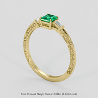 0.55 Ct. Emerald Ring, 18K Yellow Gold 2