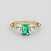 0.99 Ct. Emerald Ring, 18K Yellow Gold 1