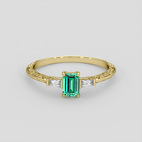 0.51 Ct. Emerald Ring, 18K Yellow Gold 1