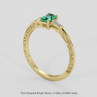 0.51 Ct. Emerald Ring, 18K Yellow Gold 2