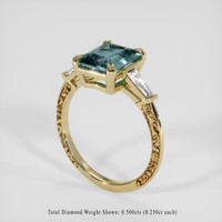 2.69 Ct. Bluish Green Sapphire Ring, 18K Yellow Gold 2