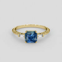 2.05 Ct. Greenish Blue Sapphire Ring, 18K Yellow Gold 1
