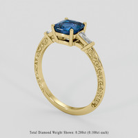 2.05 Ct. Greenish Blue Sapphire Ring, 18K Yellow Gold 2