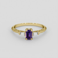 0.47 Ct. Purple Sapphire Ring, 18K Yellow Gold 1