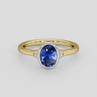 1.14 Ct. Blue Sapphire Ring, 14K White & Yellow 1