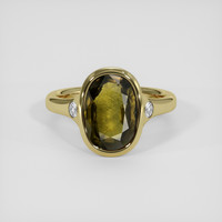 4.98 Ct. Yellowish Green Sapphire Ring, 10K Yellow Gold 1