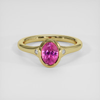 1.00 Ct. Purplish Pink Sapphire Ring, 14K Yellow Gold 1