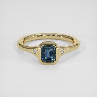 1.00 Ct. Greenish Blue Sapphire Ring, 18K Yellow Gold 1