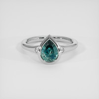 1.26 Ct. Greenish Blue Sapphire Ring, Platinum 950 1