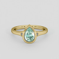 1.61 Ct. Bluish Green Sapphire Ring, 18K Yellow Gold 1