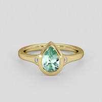 1.14 Ct. Greenish Blue Sapphire Ring, 18K Yellow Gold 1
