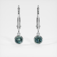 <span>0.93</span>&nbsp;<span class="tooltip-light">Ct.Tw.<span class="tooltiptext">Total Carat Weight</span></span> Bluish Green Sapphire Earrings, Silver 1