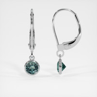 <span>0.93</span>&nbsp;<span class="tooltip-light">Ct.Tw.<span class="tooltiptext">Total Carat Weight</span></span> Bluish Green Sapphire Earrings, Silver 2