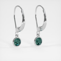 <span>0.93</span>&nbsp;<span class="tooltip-light">Ct.Tw.<span class="tooltiptext">Total Carat Weight</span></span> Bluish Green Sapphire Earrings, Silver 4