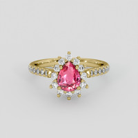 1.08 Ct. Padparadscha Sapphire Ring, 14K Yellow Gold 1