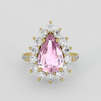 4.11 Ct. Purplish Pink Sapphire Ring, 18K Yellow Gold 1