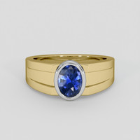 1.14 Ct. Blue Sapphire Ring, 14K White & Yellow 1