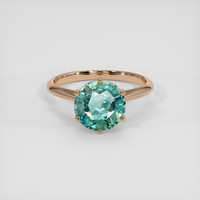 4.03 Ct. Bluish Green Sapphire Ring, 14K Rose Gold 1