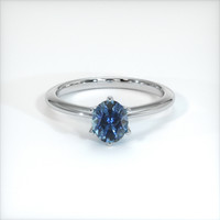 0.70 Ct. Greenish Blue Sapphire Ring, 10K White Gold 1