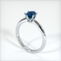 0.70 Ct. Greenish Blue Sapphire Ring, 10K White Gold 2
