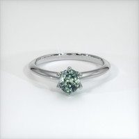 0.85 Ct. Bluish Green Sapphire Ring, 10K White Gold 1