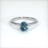 0.68 Ct. Greenish Blue Sapphire Ring, 14K White Gold 1