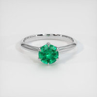 0.73 Ct. Emerald Ring, 18K White Gold 1