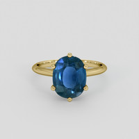 4.08 Ct. Greenish Blue Sapphire Ring, 10K Yellow Gold 1